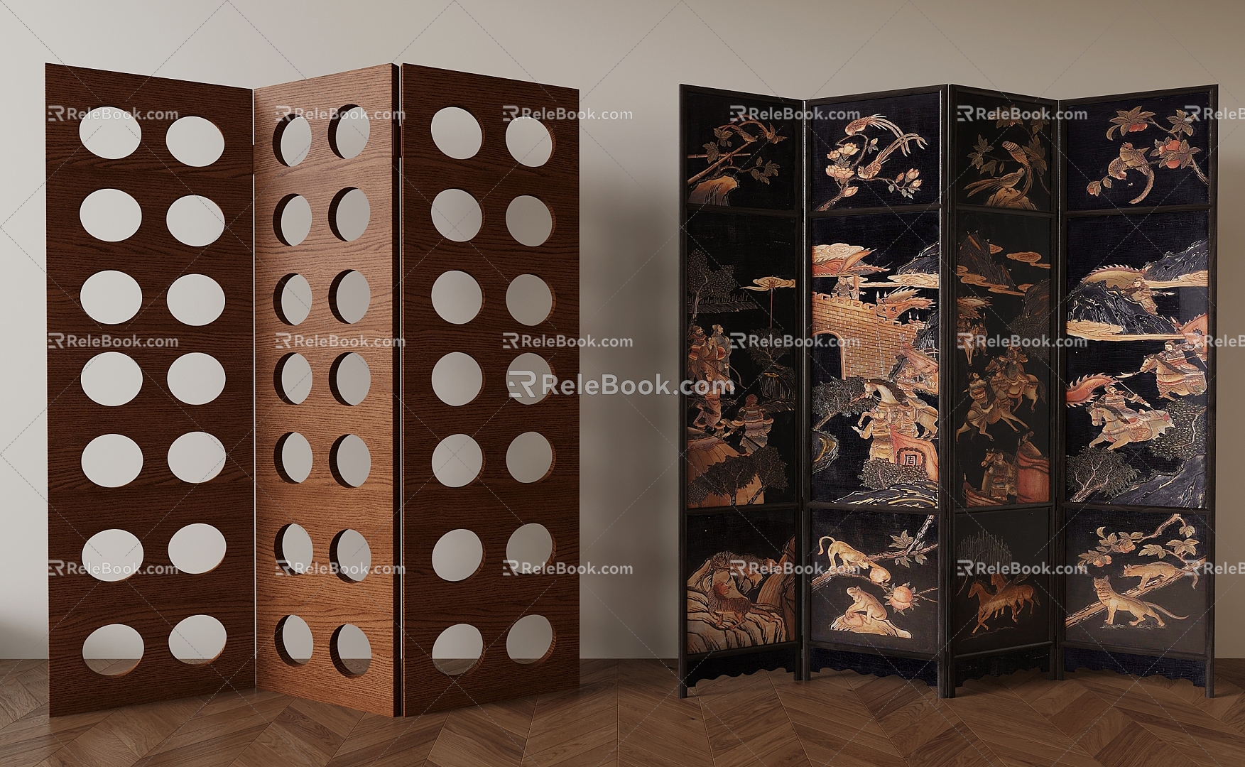 French Middle Ancient Screen Partition 3d model