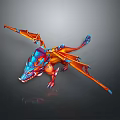 Colorful Dragon Game Movie Character With Orange Blue Wings And Dynamic Fantasy Design