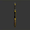 Yellow Metallic Hook With Red Accents And Black Coiled Handle Design