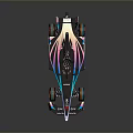 Futuristic Modern Race Car With Streamlined Body Iridescent Finish Large Wheels And Open Top