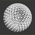 Intricate White Geometric Lattice Sphere With Hexagonal Pattern On Dark Background 3d model