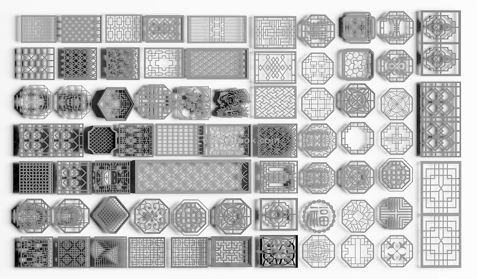 Chinese-style Hollow Pane Window Flower Antique Leaky Window Hollow Window Flower Carved Pattern 3d model