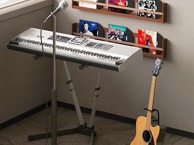 Modern electronic piano guitar CD stand 3d model