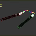 Black Martial Arts Nunchucks Weapon With Chain And Decorative Pattern Design