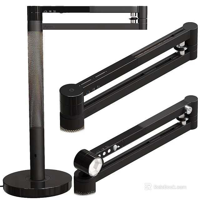 Modern Black Desk Lamp With Adjustable Arm And Stable Metal Construction Design 3d model 