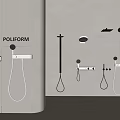 Cream wind shower concealed into the wall embedded constant temperature shower bathroom small hidden shower 3d model