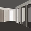 Hinged Doors In Various Colors Materials And Glass Panel Designs For Modern Interior 3d model