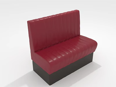 Red Leather Multi Person Sofa With Vertical Striped Design And Black Base 3d model