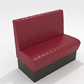Red Leather Multi Person Sofa With Vertical Striped Design And Black Base 3d model