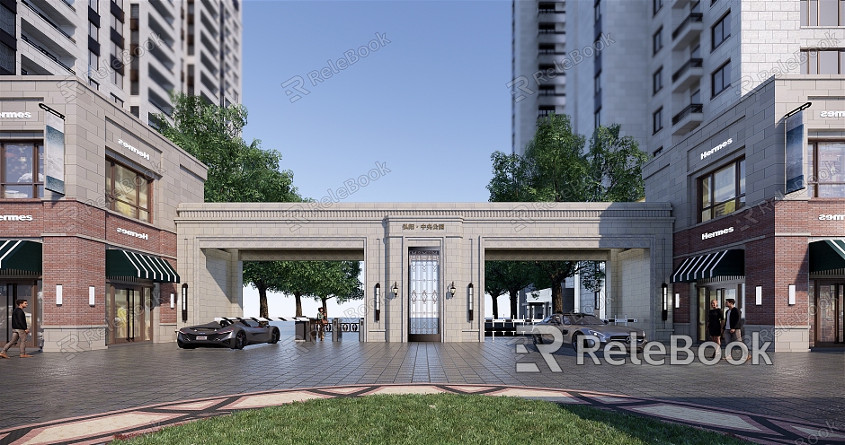 Metropolitan Style Community Gate 2 Floor Street Commercial model