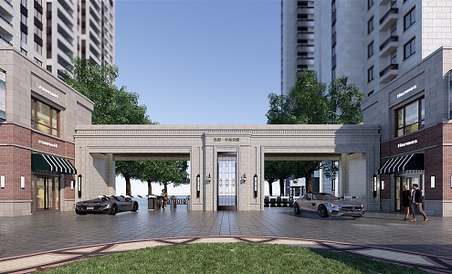 Metropolitan Style Community Gate 2 Floor Street Commercial 3d model