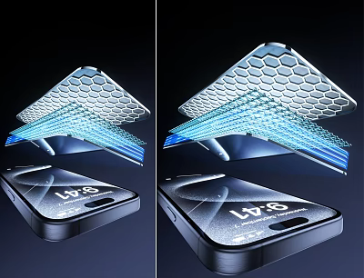 Modern Digital Smartphone With Honeycomb Screen And Blue Light Display Technology 3d model