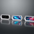 Space Themed Hexagonal Display Frames With Cosmic Nebula Starry Patterns And Reflections 3d model