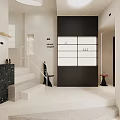 Modern Clothing Store Interior With Display Racks Mirrors Staircase And Green Plants