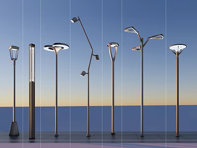 Modern Outdoor Lights With Various Styles For Garden And Pathway Decoration 3d model