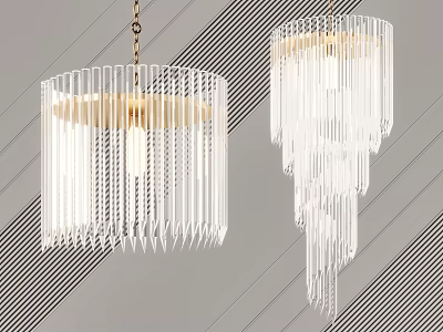Modern Crystal Chandeliers Design with Hanging Strips for Elegant Home Decor 3d model