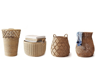 Rattan storage basket 3d model