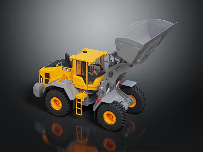 Yellow Volvo Heavy Duty Wheel Loader With Large Bucket And Big Wheels 3d model