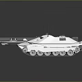 White Military Tank With Tracks Gun Barrel Turret And Exterior Features
