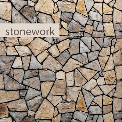 Natural Stonework Wall with Irregular Shaped Stones and Textured Surface for Rustic Decor 3d model