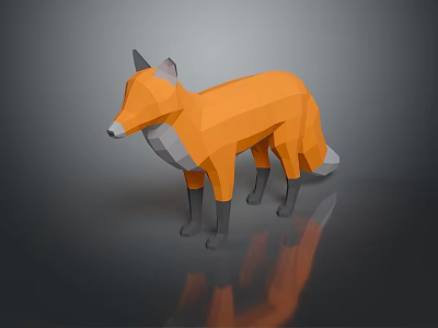 Low Poly Orange Fox Game Character With Gray Ears Legs And Tail 3d model
