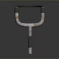 Rustic Metal Handle Component Featuring Curved Top And Black Grips On Vertical Rod 3d model