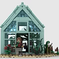 Building Blocks Greenhouse with Glass Structure Mini Figure and Plants on Brick Base