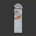 Scenic Landscape with Weathered Stone Pillar Featuring Brick Structure and Red Stains 3d model