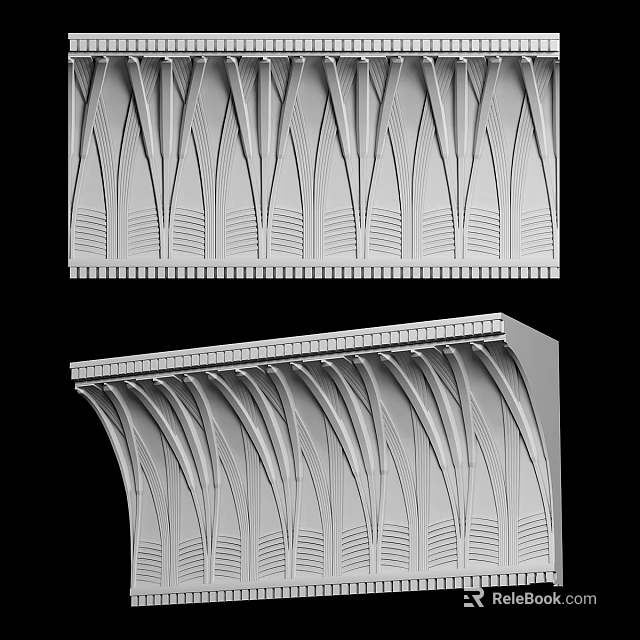 Elegant Architectural Cornice Design With Repeating Arched Patterns And Decorative Moldings 3d model 