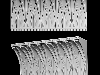 Elegant Architectural Cornice Design With Repeating Arched Patterns And Decorative Moldings 3d model