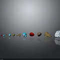 Wood And Stone Material Samples With Various Colors And Shapes Displayed In Row