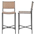 Modern Woven Bar Stools With Black Metal Frame And Comfortable Seats 3d model