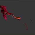Red Phoenix Flying With Vibrant Red Feathers And Flowing Tail In Dynamic Posture 3d model