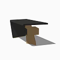 Modern Sleek Desk With Black Tabletop And Geometric Brown Base Design 3d model