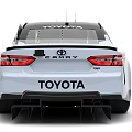 Toyota Camry Racing Car Rear View With TRD Badge White Exterior And Rear Lights