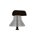 Illuminated Wall Lamp With Dark Base And Transparent Ribbed Glass Shade Emitting Warm Light