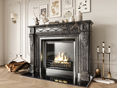 Modern French Fireplace 3d model