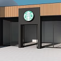Modern Coffee Shop Exterior With Wooden Facade Black Frame And Glass Doors
