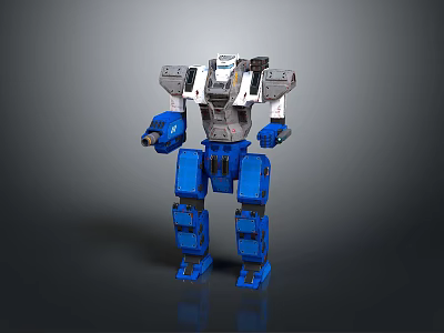 Game Movie Robot Character With Blue White Gray Mechanical Armor And Detailed Design 3d model