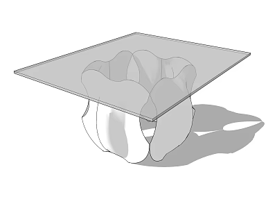 Modern Office Desk With Glass Top And Curved Support Base Design 3d model