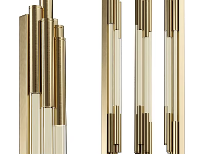 Modern Gold Metal and Glass Wall Lamps With Geometric Vertical Design for Home Decor 3d model