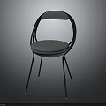 Modern Minimalist Chair With Round Backrest And Upholstered Seat Metal Legs Design