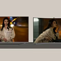 Two TVs with Screens Showing Women in Night Scenes