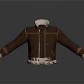 Brown Jacket With White Fur Collar Warm Lining And Red Trim Stylish Winter Design