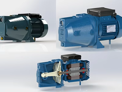 Industrial Electric Motors Machinery With Blue Black Housing And Detailed Components View 3d model