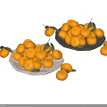 Fresh Oranges With Green Leaves On White And Black Plates Scattered Around