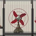 Air Conditioner Fan With Pink Blades Pink Ring White Center And Gray Base
