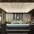 Modern Luxury Sales Office Interior With Grid Ceiling And Model House 3d model