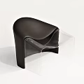 Modern Leisure Chair With Black Curved Seat And Transparent Acrylic Supports