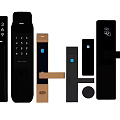 Modern Smart Door Locks With Digital Keypad And Fingerprint Scanner 3d model